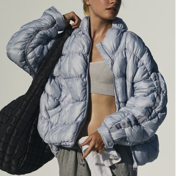 Free People Movement Scrunchy Glossy Pippa Packable Puffer in Ice Gray Size XS - Picture 1 of 10